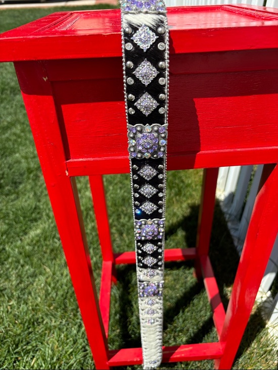 B H W Bling Cowhide Belt, Size L, 34” to First Setting, 38” to Last Setting, EUC main image 4